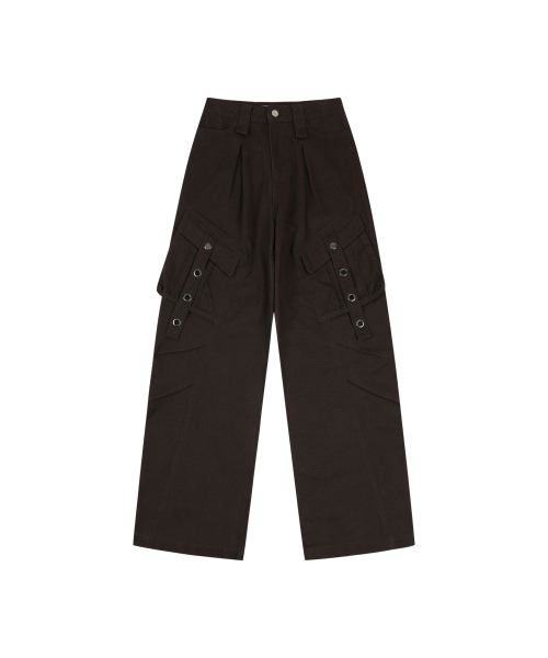 WASHED COTTON CARGO PANTS [BROWN]