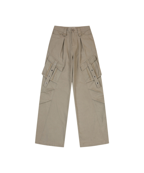 WASHED COTTON CARGO PANTS [BEIGE]