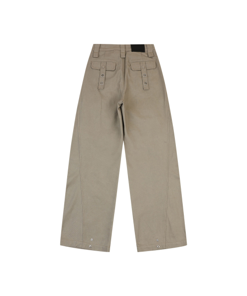 WASHED COTTON CARGO PANTS [BEIGE]