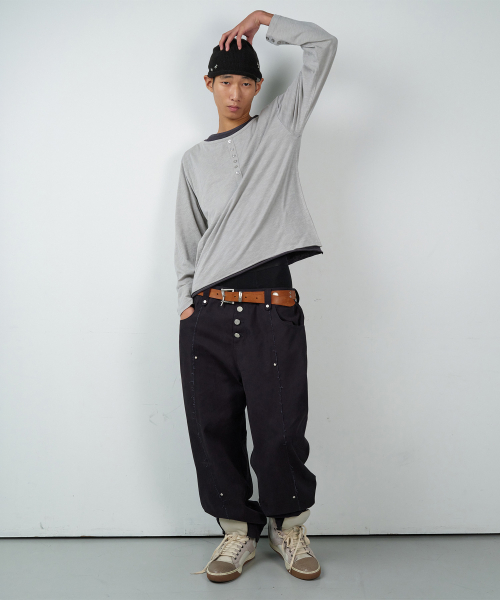 CURVED STUD PANTS BLACK