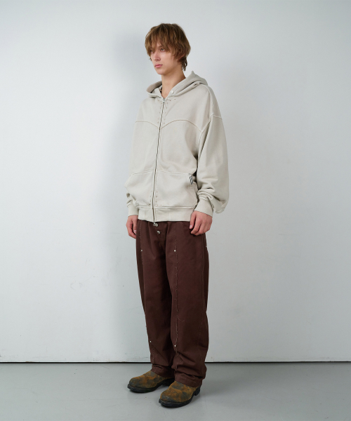 CURVED STUD PANTS BROWN