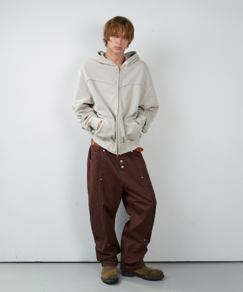 CURVED STUD PANTS BROWN