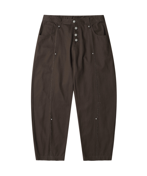 CURVED STUD PANTS BROWN