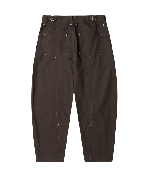 CURVED STUD PANTS BROWN