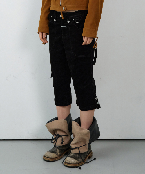 UTILITY CORDUROY CAPRI PANTS(W) BLACK