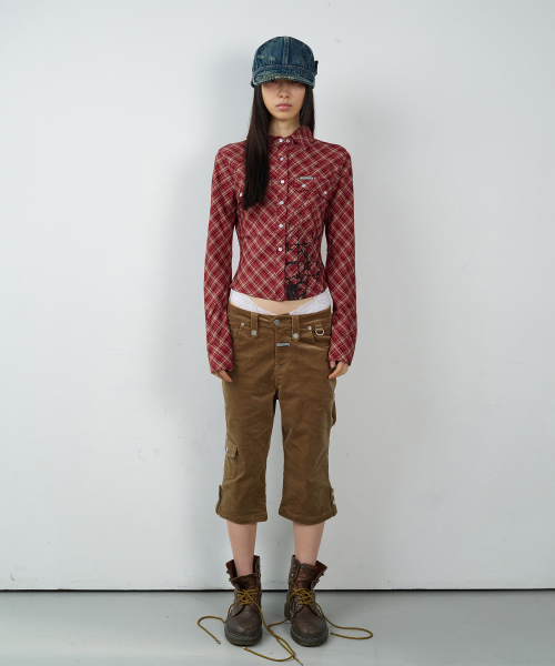 UTILITY CORDUROY CAPRI PANTS(W) BROWN