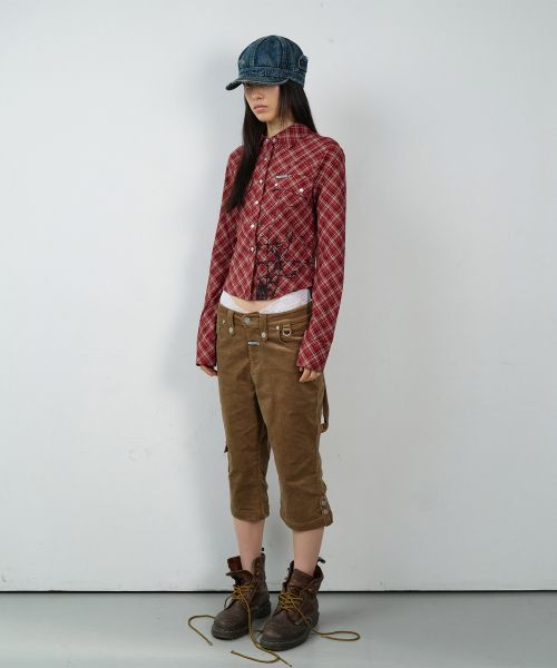 UTILITY CORDUROY CAPRI PANTS(W) BROWN