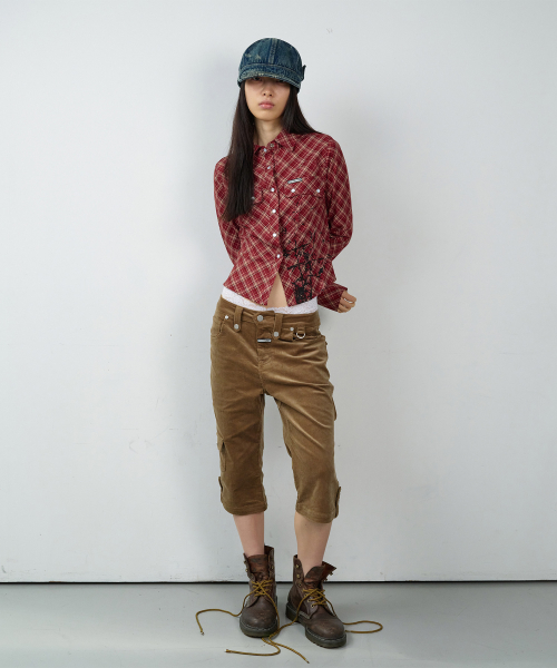 UTILITY CORDUROY CAPRI PANTS(W) BROWN