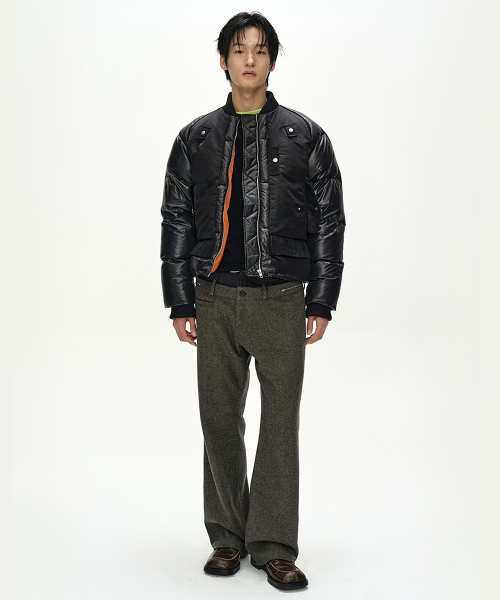 UNISEX BOMBER LAYERED DOWN JACKET (BLACK)