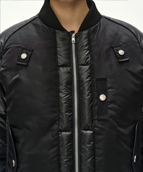 UNISEX BOMBER LAYERED DOWN JACKET (BLACK)