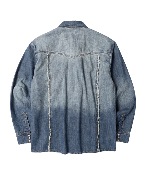 DOUBLE PLACKETS DENIM SHIRTS BLUE