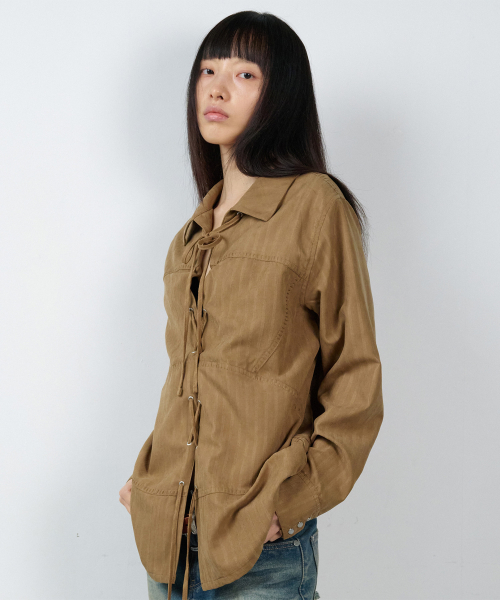 WESTERN TIED SUEDE SHIRTS(W) BROWN
