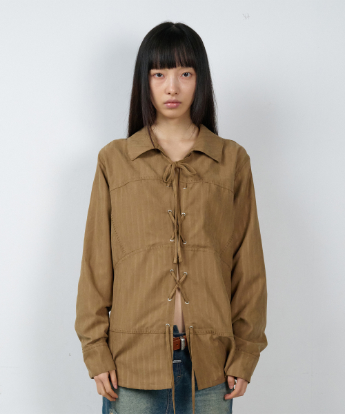 WESTERN TIED SUEDE SHIRTS(W) BROWN