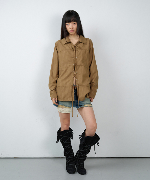 WESTERN TIED SUEDE SHIRTS(W) BROWN
