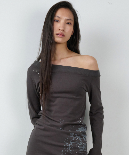 OFF SHOULDER ONE-PIECE(W) CHARCOAL