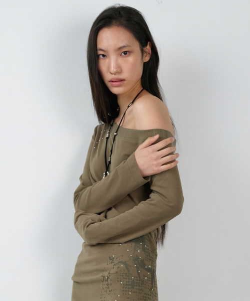 OFF SHOULDER ONE-PIECE(W) OLIVE