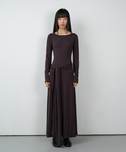 DRAPED MAXI ONE-PIECE(W) CHARCOAL