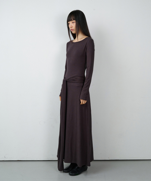 DRAPED MAXI ONE-PIECE(W) CHARCOAL