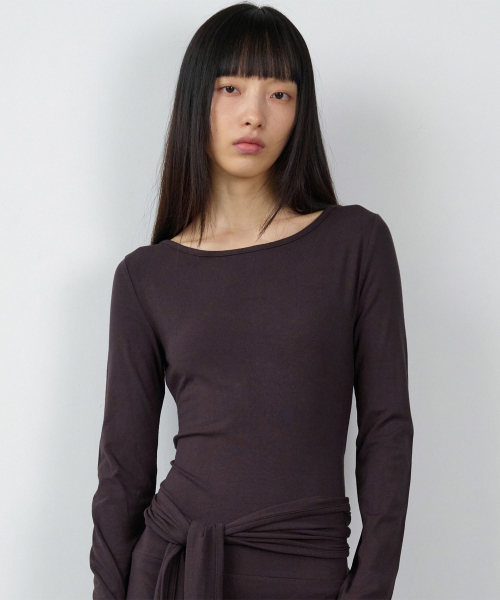 DRAPED MAXI ONE-PIECE(W) CHARCOAL