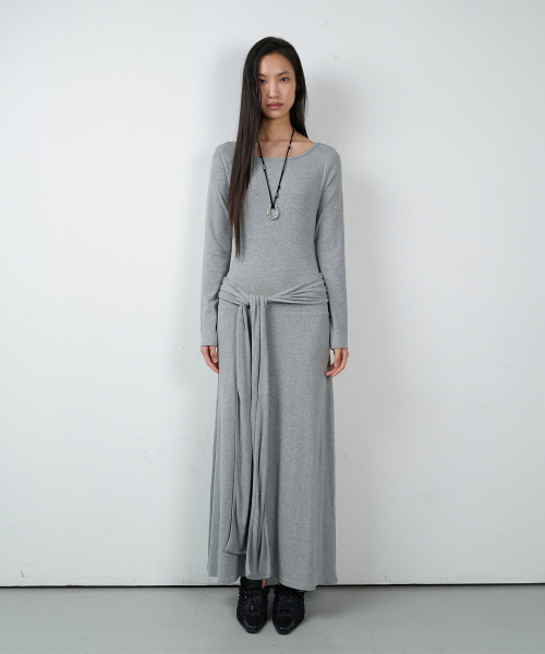 DRAPED MAXI ONE-PIECE(W) GREY