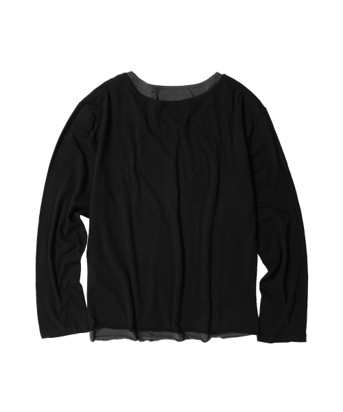 BUTTON LAYERED LS TEE BLACK