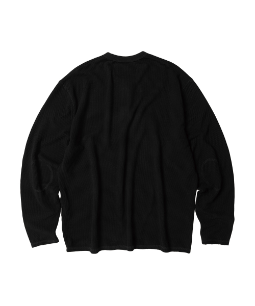 WAFFLE DETAIL LS TEE BLACK