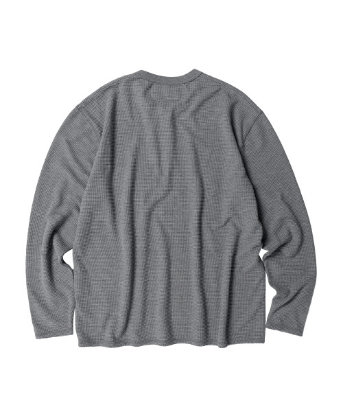 WAFFLE DETAIL LS TEE GREY