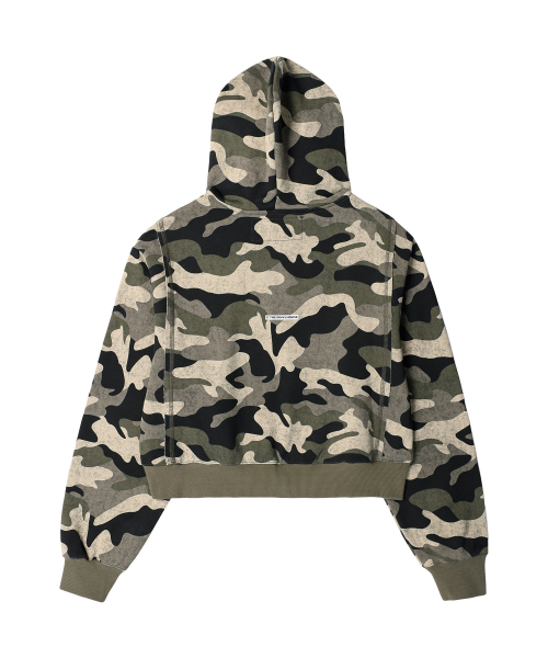 STUDDED FULL ZIP-UP HOODIE (W) CAMO