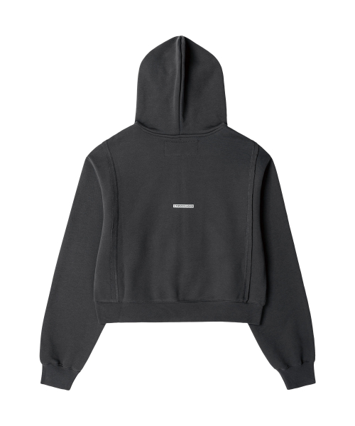 STUDDED FULL ZIP-UP HOODIE (W) CHARCOAL