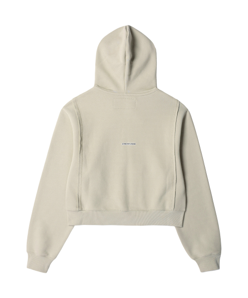 STUDDED FULL ZIP-UP HOODIE (W) BEIGE