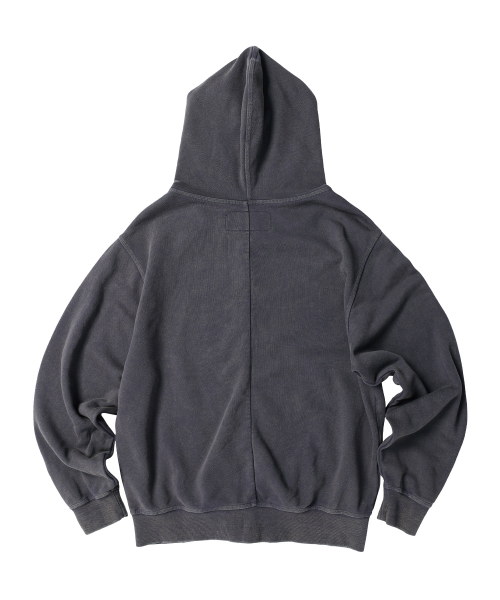 BUTTON WASHED HOODIE ZIP-UP PURPLE