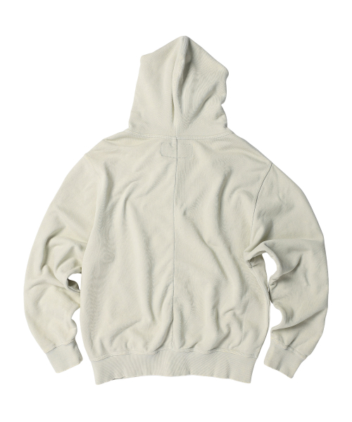 BUTTON WASHED HOODIE ZIP-UP BEIGE
