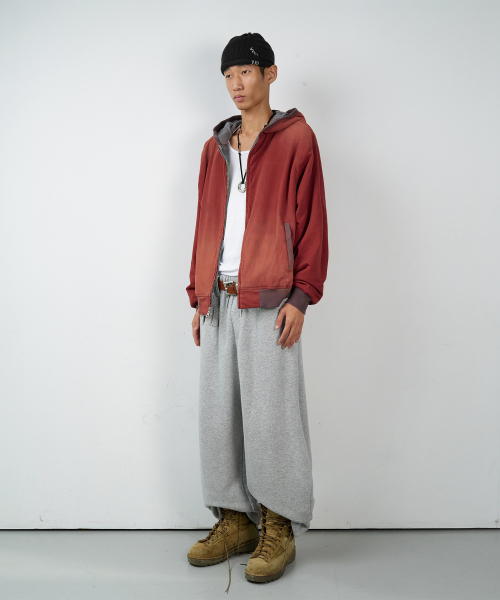 REVERSIBLE CHECK HOODIE ZIP-UP BROWN