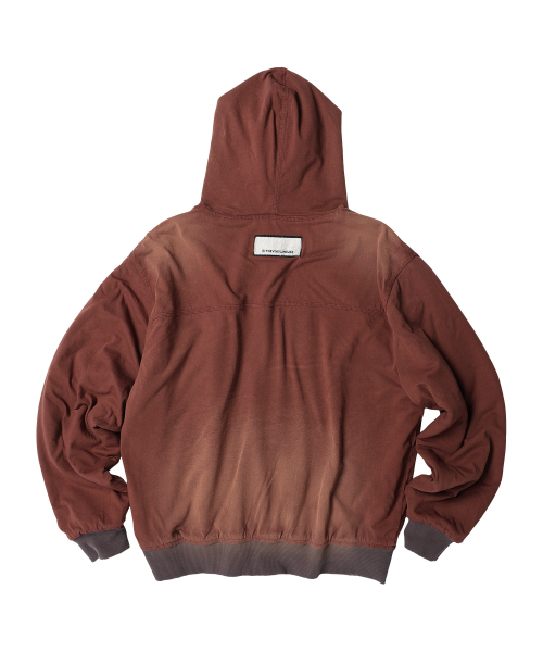 REVERSIBLE CHECK HOODIE ZIP-UP BROWN