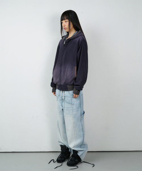 REVERSIBLE CHECK HOODIE ZIP-UP NAVY