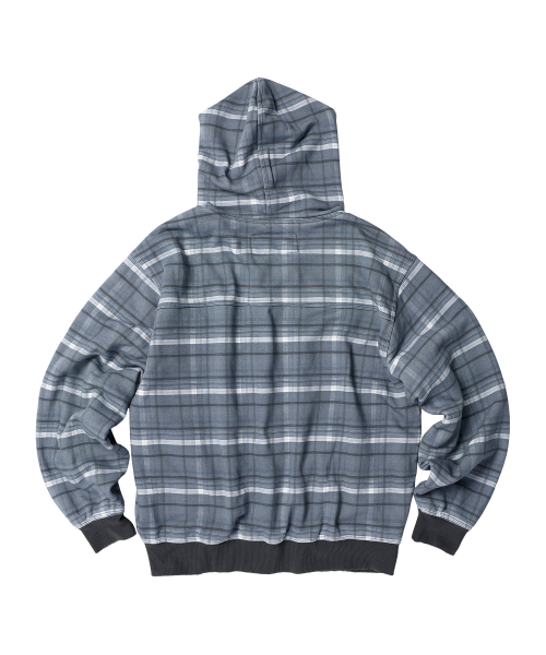 REVERSIBLE CHECK HOODIE ZIP-UP NAVY
