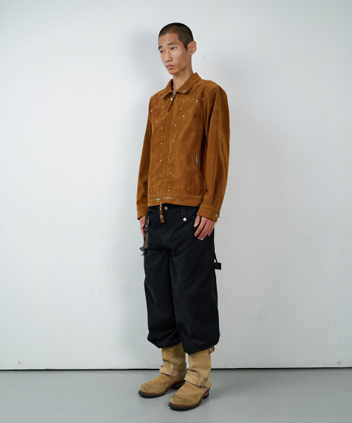STUDDED SUEDE JACKET BROWN