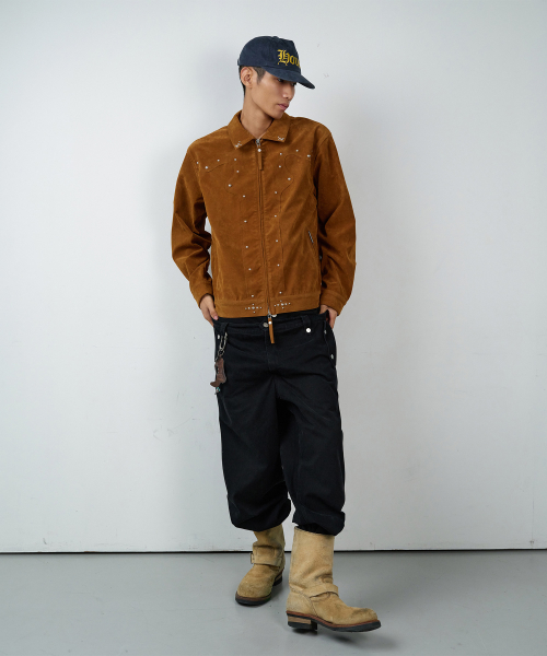 STUDDED SUEDE JACKET BROWN