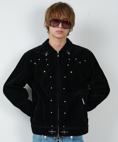 STUDDED SUEDE JACKET BLACK