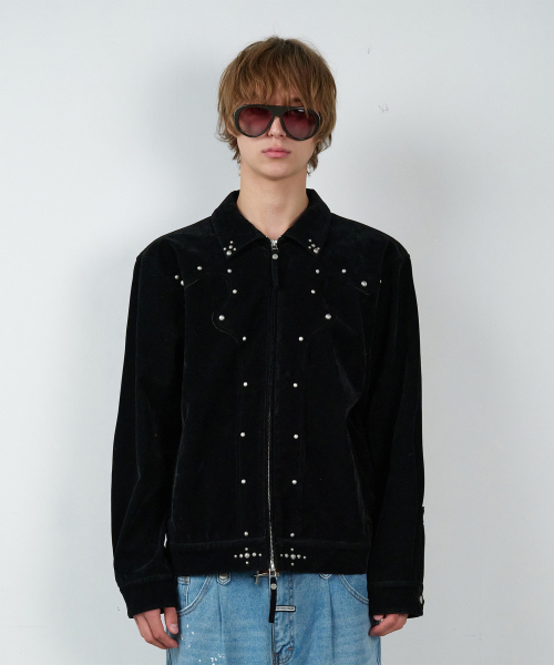 STUDDED SUEDE JACKET BLACK