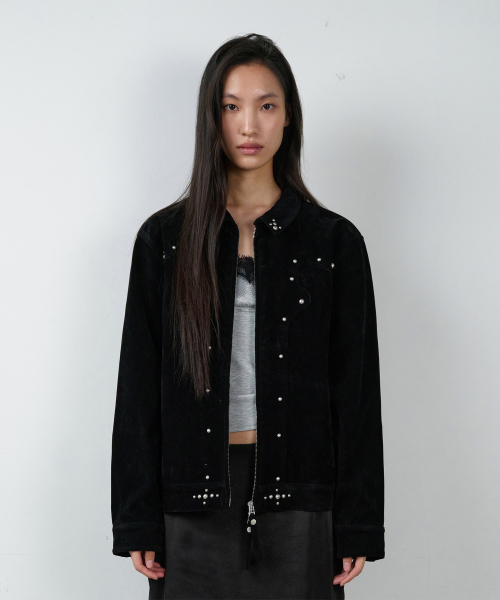 STUDDED SUEDE JACKET BLACK