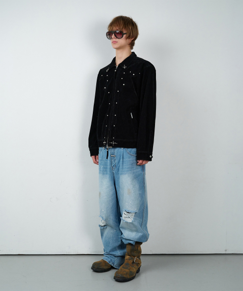 STUDDED SUEDE JACKET BLACK