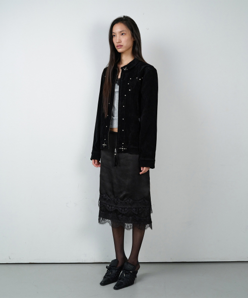 STUDDED SUEDE JACKET BLACK