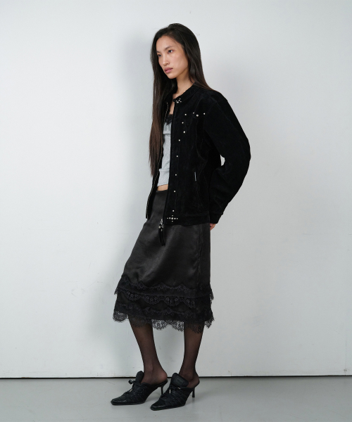 STUDDED SUEDE JACKET BLACK