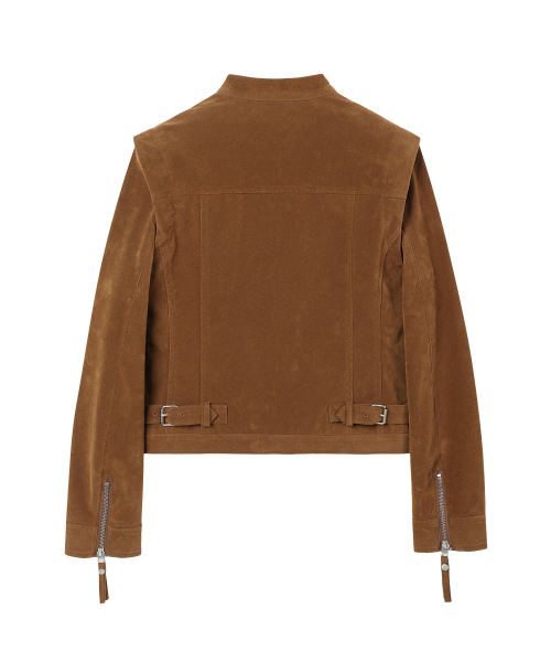 NON COLLAR SUEDE JACKET(W) BROWN