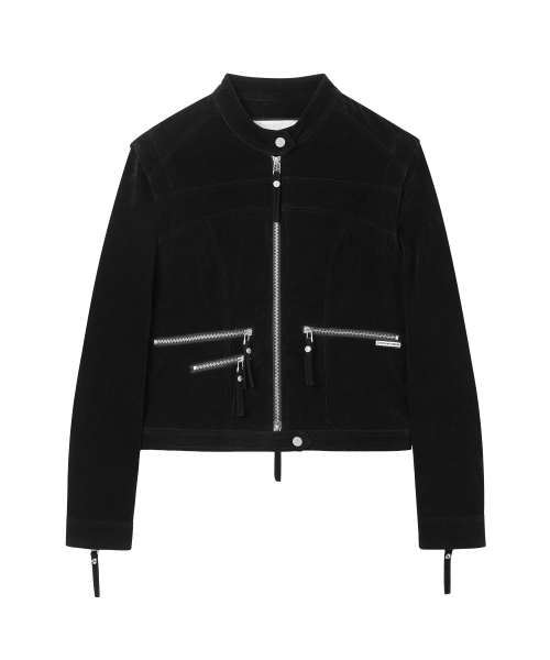 NON COLLAR SUEDE JACKET(W) BLACK