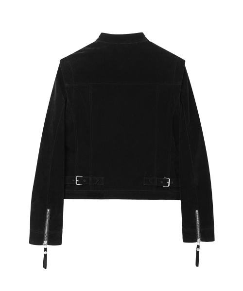 NON COLLAR SUEDE JACKET(W) BLACK