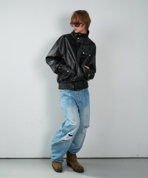 RUGGED LEATHER JACKET BLACK