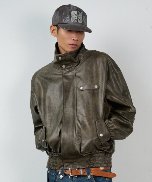 RUGGED LEATHER JACKET BROWN