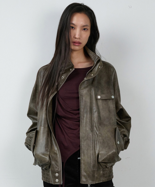 RUGGED LEATHER JACKET BROWN